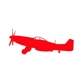 P-51 Mustang Sticker - Decal - Die Cut - WWII Type 1 - Red 4.00" x 1.60"