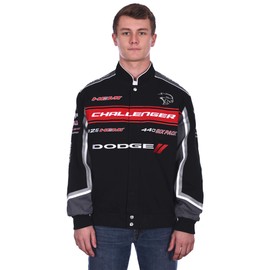 JH DESIGN GROUP Mens Dodge Challenger Embroidered Cotton Twill Jacket (3X, Black)