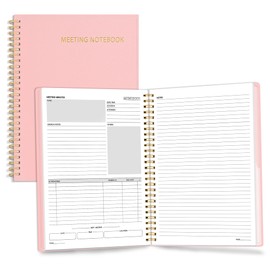 SUNEE Half Meeting Half Note - 7.5"x10" Professional Notebooks for Work - 160 Pages, B5 Size Project Planner, Spiral Meeting Agenda/Minutes Organizer for Women Men, Note Taking, Office & Business