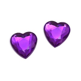 Idin Jewellery - Blue Violet faceted acrylic rhinestone heart clip-on earrings (approx. 16 x 16 mm)