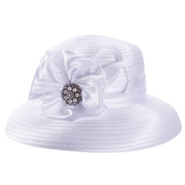Lawliet Women Satin Ribbon Dress Church Couture Bridal Derby Hat A585 (White)