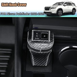 Kakash Custom Interior Accessories for Nissan Pathfinder 2022 2023 Leather Automatic Gear Shift Knob Cover,Transimission Boots Shift Lever Leather Sheath(Red Stitches)