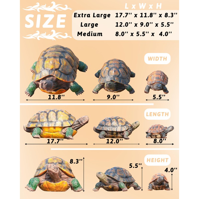 Sdeetesamjun Turtle Statue, Resin Garden Sculpture Indoor/Outdoor Yard Lawn Ornament,Home