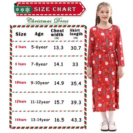 Boboking Girls Casual Maxi Floral Dress Matching Doll & Girls Dress Teens Long Sleeve Holiday Dresses 7-8years