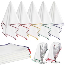 Ubamdom 5 Pcs Wine Glass Polishing Cloths Large Microfiber Cleaning Cloths 20 x 14 Inch Lintless Towels for Drying Wine Glasses Cleaning Window Stemware Dishes Glassware (5 Colors)