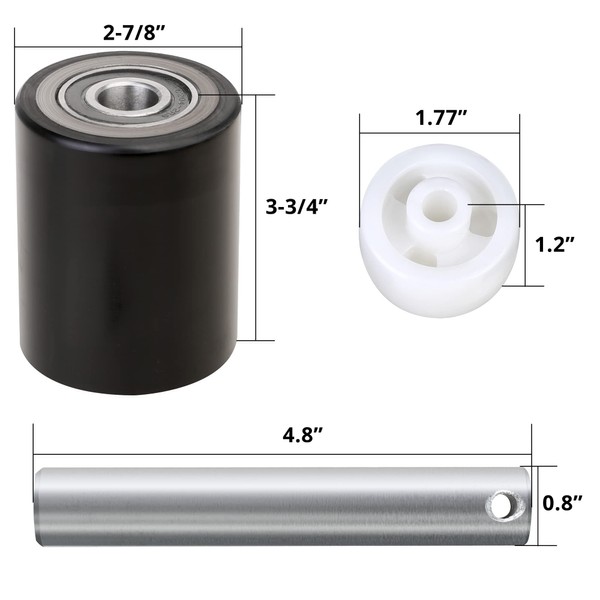 Hromee Pallet Jack/Truck Load Wheels Replacement Full Set with Axles