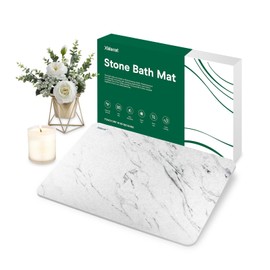 XMarrat Stone Bath Mat (23.6 x 15.4 Marble), Super Absorbent Diatomaceous Earth Bath Mat, Quick Drying Non-Slip Diatomite Stone Bath Mats for Bathroom, Easy to Clean.