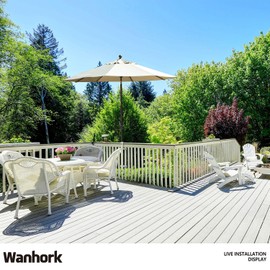 Wanhork Heavy Duty 304 Stainless Steel Patio Umbrella Holder,Deck Umbrella Holder,for Outdoor Fixed Deck Railing Grille Umbrella Deck Mount(Grille, White)