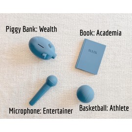 Premium Doljabi, Zhuazhou, Thoi NOI First Birthday Selection Set | 11 Pc Monochromatic Soft Silicone Items for Korean Doljanchi, Chinese, and Vietnamese 1st Bday Ceremony – Cultural Decor 돌잡이 (Blue)