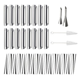 Cream Horn Mold 36-Piece Round Tube and Cone Horn Bun Mold With Cream Pipe Nozzle and Cleaning Brush