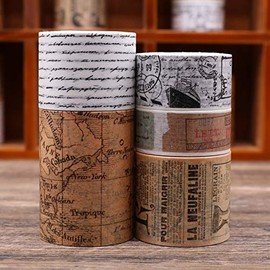 Knaid - Juego de cintas Washi clásico, 5 rollos de cintas adhesivas decorativas de colores para álbumes de recortes, decoración y manualidades, diarios de bala, planificadores, diarios de basura,
