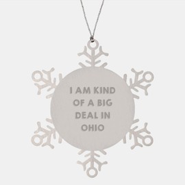 Ohio Snowflake Ornament, 'I Am Kind of a Prime Selection in Ohio' Funny Gift, Gifts from Friends to Ohio Residents, Ohio Christmas Unique Gifts for Women, Men, Family and Friends