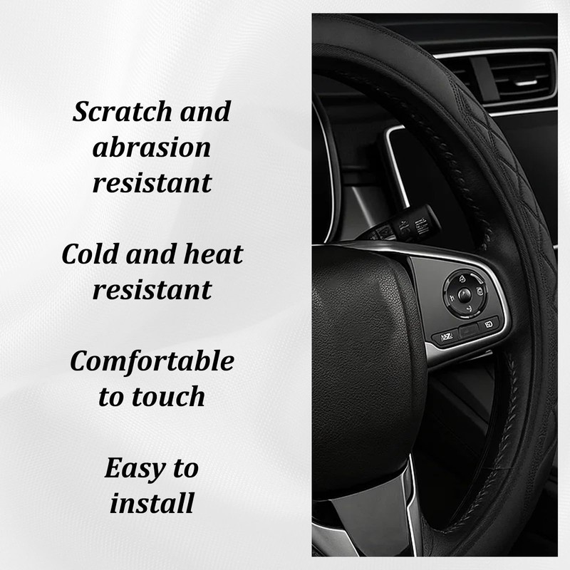 Steering Wheel Covers, Leather Car Steering Wheel Cover 15 Inch,