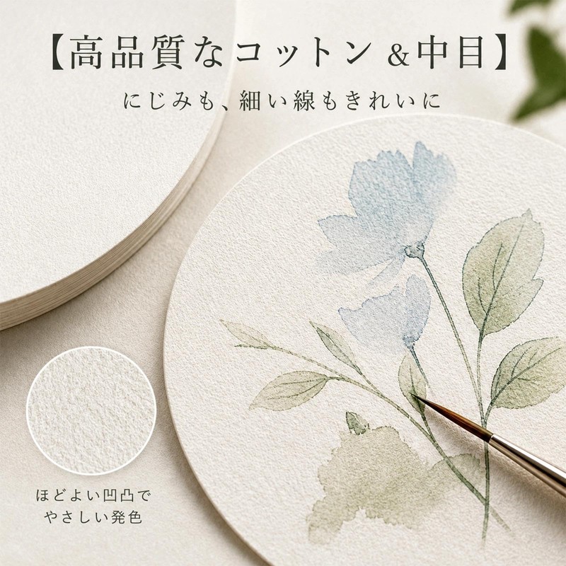 水彩紙 水彩画用紙 12×12cm 50枚セット ホワイト 画用紙 細目 厚手 ペーパー 色鉛筆