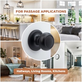 Copper Creek CK2020BC-6 Colonial Door Knob, Passage Function, 6 Pack, in Black