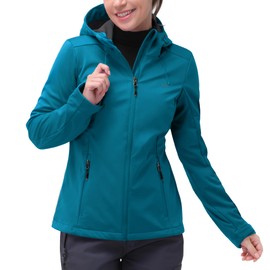 33,000ft Women's Softshell Jacket with Hood Waterproof Lightweight Windbreaker Windproof Rain Shell Jacket for Outdoor Hiking