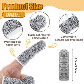 Cut Resistant Finger Cots, 20 Pcs Finger Protectors Anti-Slip Finger Covers for Cuts Reusable Thumb Finger Sleeves Fingertip Protector for Kitchen Garden Work Sculpture