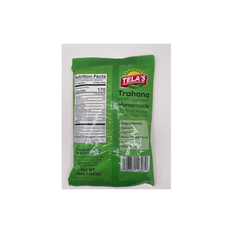 TELA'S HEALTHY FOOD INC. Trahana with (Spinach)