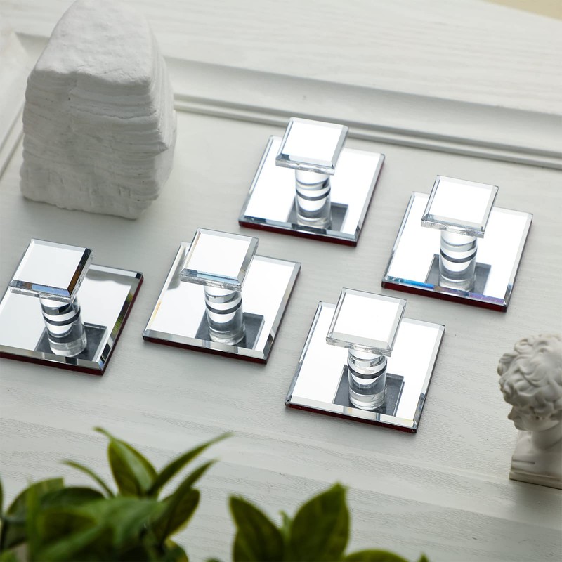 Tatuo 6 Pcs Stick on Knobs Adhesive Cabinet Handles Acrylic