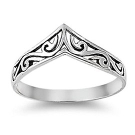 Solid 925 Sterling Silver Wishbone Pattern Ring in sizes G-Z (R)