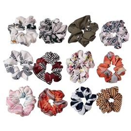 FLYBUY Silk Satin printed Scrunchies For Women For All Type Of Hair Ties 10 PC Multi colors Premium silk
