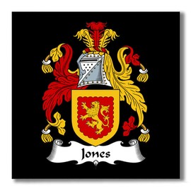 Carpe Diem Designs Jones-Wales Family Crest/Coat of Arms Ceramic Tile for Coaster, Hot Plate, Trivet or Decorative Accent