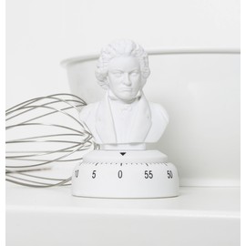 Kikkerland Beethoven 60 Minute Kitchen Timer, Mechanical Kitchen Timer, Wind up Timer for Cooking, Reading and Sports, Plays Fur Elise, White