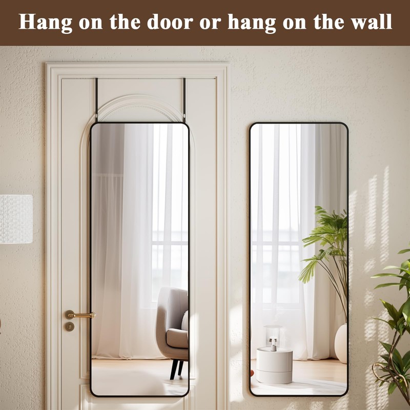 VooBang 14"x48" Full Length Over The Door Mirror - Aluminum