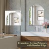 Frameless Arched Mirror, 24"x36" Beveled Bathroom Vanity Mirrors
