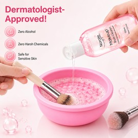Makeup Brush Cleaner Solution + Brush Cleaning Bowl, 2 Piece Set