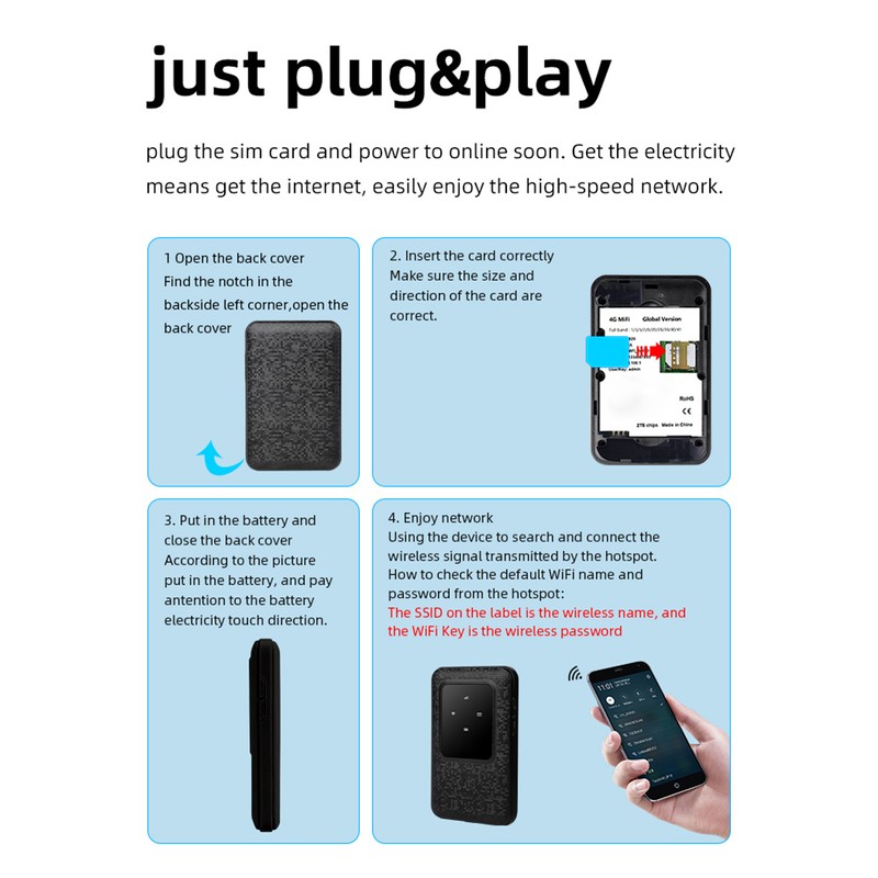 4G LTE Mobile WiFi Hotspot 10 User Connections Fast Internet