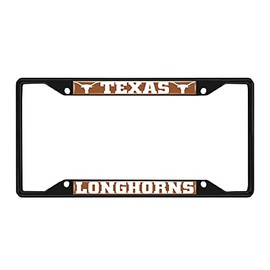 FANMATS 31284 Texas Longhorns Metal License Plate Frame Black Finish