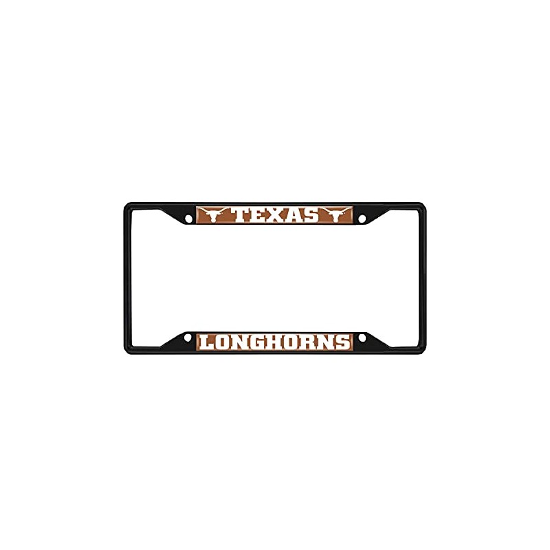 FANMATS 31284 Texas Longhorns Metal License Plate Frame Black Finish