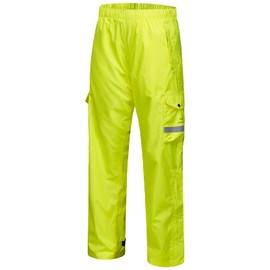 BASSDASH Complete Men’s Breathable Waterproof Rain Pant Lightweight Over Pant with 1/2 Zip Legs for Fishing Kayaking Hiking Fluorescent Yellow