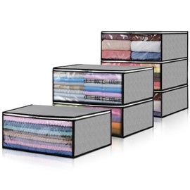 Lifewit Activated Carbon Deodorizing Clothes Storage Case, 35L Foldable Under Bed Clothes Case, Comforter, Blanket, Clothes Storage Bag, Breathable, Non-Woven Fabric, Transparent Window, Durable