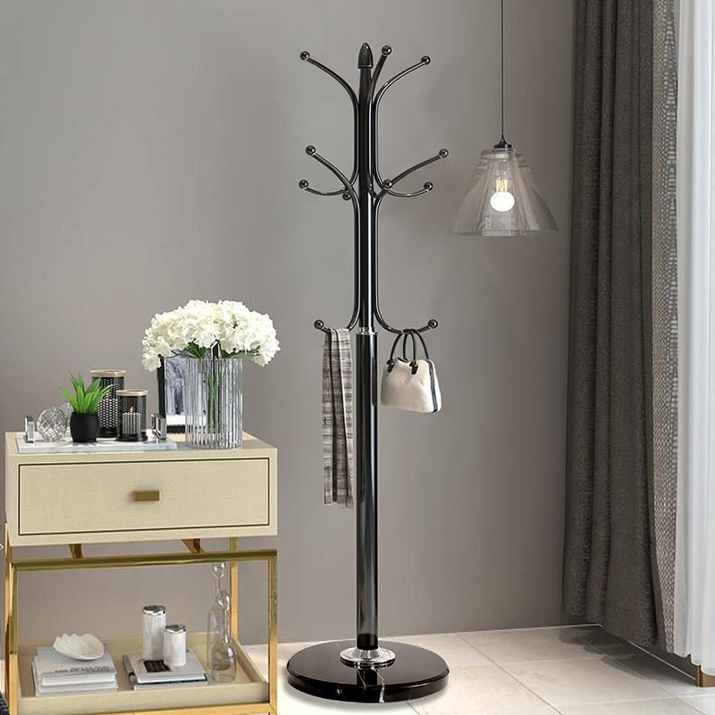 Kertnic Metal Coat Rack Stand with Natural Marble Base, Free