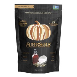 PUMPKIN SEEDS: MAPLE SUGAR & SEA SALT | PREMIUM SELECT LINE BY SUPERSEEDZ | WHOLE 30 | VEGAN | KETO | 8G PLANT BASED PROTEIN | PRODUCED IN USA | NUT FREE | GLUTEN FREE SNACK | (6-PACK, 4OZ EACH)