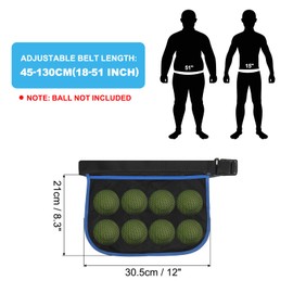 PATIKIL Tennis Ball Band Holder, Adjustable Pickleball Waist Pouch Ball Holder Waist Bag for Holding 8 Pickleball or Tennis Balls, Blue (NO Balls)