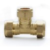 TC Compression Brass Equal Tee 15mm for Copper Pipe Connector