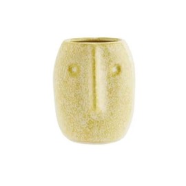 Madam Stoltz Lemon Sorbet Small Stoneware Flower Pot With Face Imprint