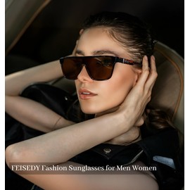 FEISEDY Sunglasses for Women Men, Fashion Mirrored Single Lens, Driving Beach Sunnies UV400 Shades B2996 Leopard/Tea