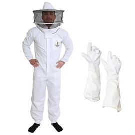 Professional Bee Suit for Men and Women, Beekeeping Suit with Bee gloves, 100% Cotton Beekeeping Suits Outfit for Hobbyists, Backyard & Commercial keepers - 2XL