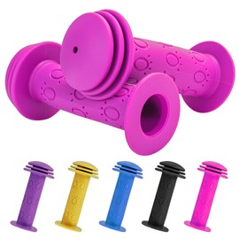 CycForge ​​Bike Handlebar Grips - Soft Non-Slip Kids Universal for Boys Girls, Paw Print & Solid Colours, Bike, MTB, Scooter Grip​​（Red）