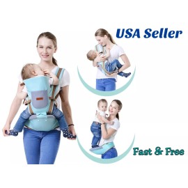 Unbranded Ergonomic Baby Carrier with Hip Seat Kangaroo Front and Back for Infant to Toddl - Grey