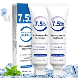 Set 2-Pasta de Dientes con Hidroxiapatita, 7.5% Pasta Dental Hidroxiapatita, Pasta de Dientes Blanqueadora con Hidroxiapatita sin Flúor, Pasta de Dientes que Protege el Esmalte Aliento Fresco
