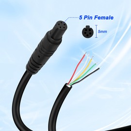 MEIRIYFA 5 Pin Dash Cam Cable Rear Camera Wire Pigtail Cable, 5 Pin Female Bare Wire Open End Rear View Backup Camera Extension Cord for Pick-up, Trucks, RV, SUV, Bus - 2Pack, 2.5M