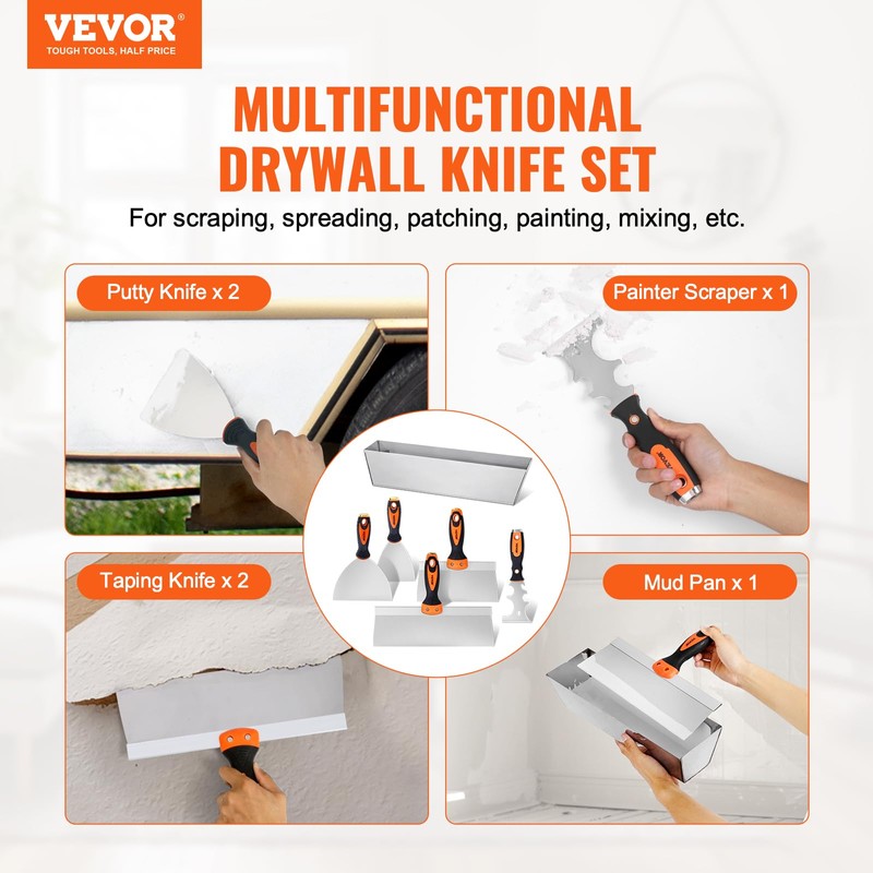VEVOR Drywall Knife Set, 6 PCS Drywall Tools Includes 3"