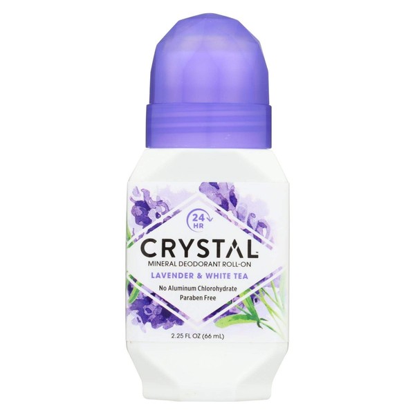 Crystal Mineral Deodorant Roll-On, Lavender & White Tea 2.25 oz (Pack of 2)