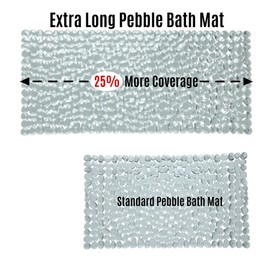 SlipX Solutions Extra Long Deep Massage Bath Tub & Shower Mat 38x17 | Non-Slip, 188 Suction Cups | Feels Great on Tired Feet, Looks Like River Rock | Machine Washable (Clear, 1)