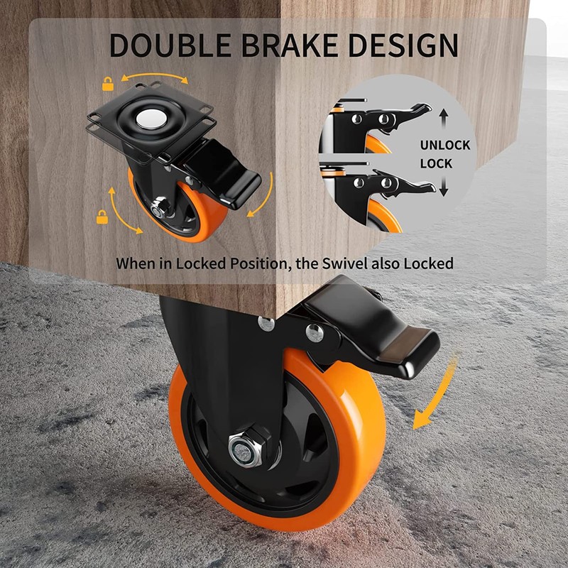 5 Inch Swivel Caster Wheels, Heavy Duty Casters Set of
